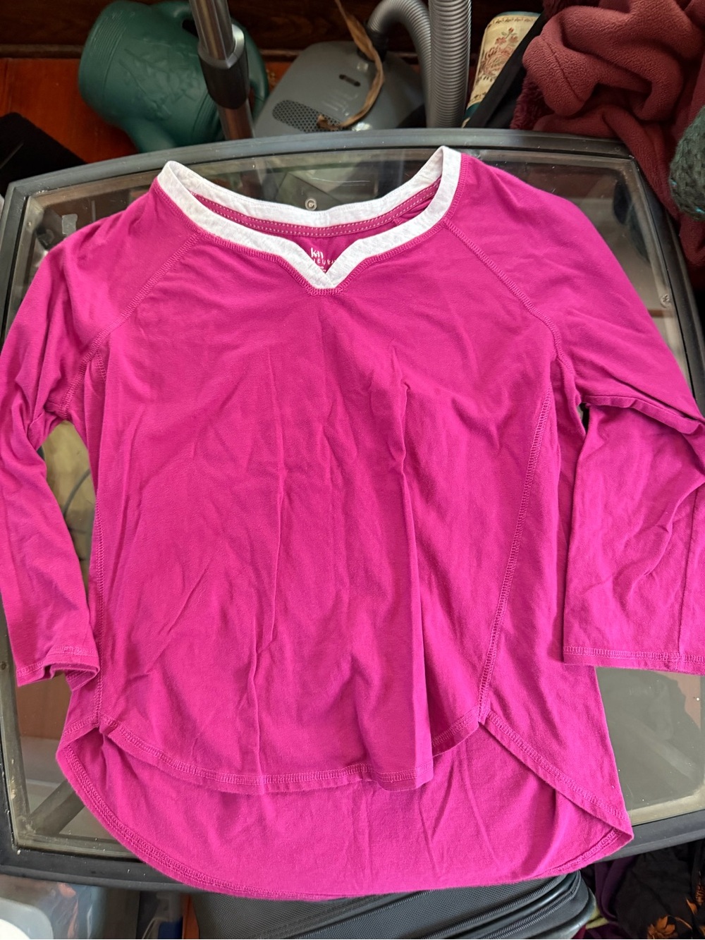 Karen Neuburger Fuchsia Long Sleeve Top with Light Trim